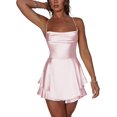 thumbnail image 3 of Fanvereka Vestido de verano Y2k para mujer, sin tirantes, con hombros descubiertos, color sólido, acanalado, acampanado, mini vestido de fiesta club, 3 of 5