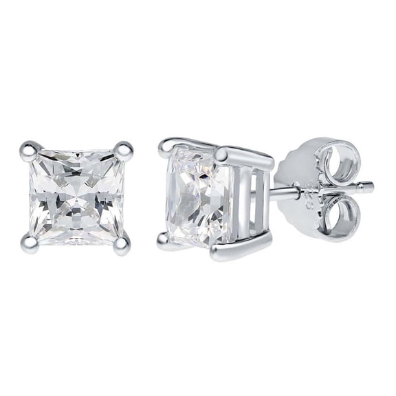0.20 Ct - 1.00 Ct FG/VVS1 Diamond Princess Cut Stud Earrings In 14K White Gold