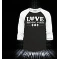 thumbnail image 2 of Shop4Ever Men's Love Needs No Words Autism Puzzle Heart Raglan Baseball Shirt X-Small Black/White, 2 of 4