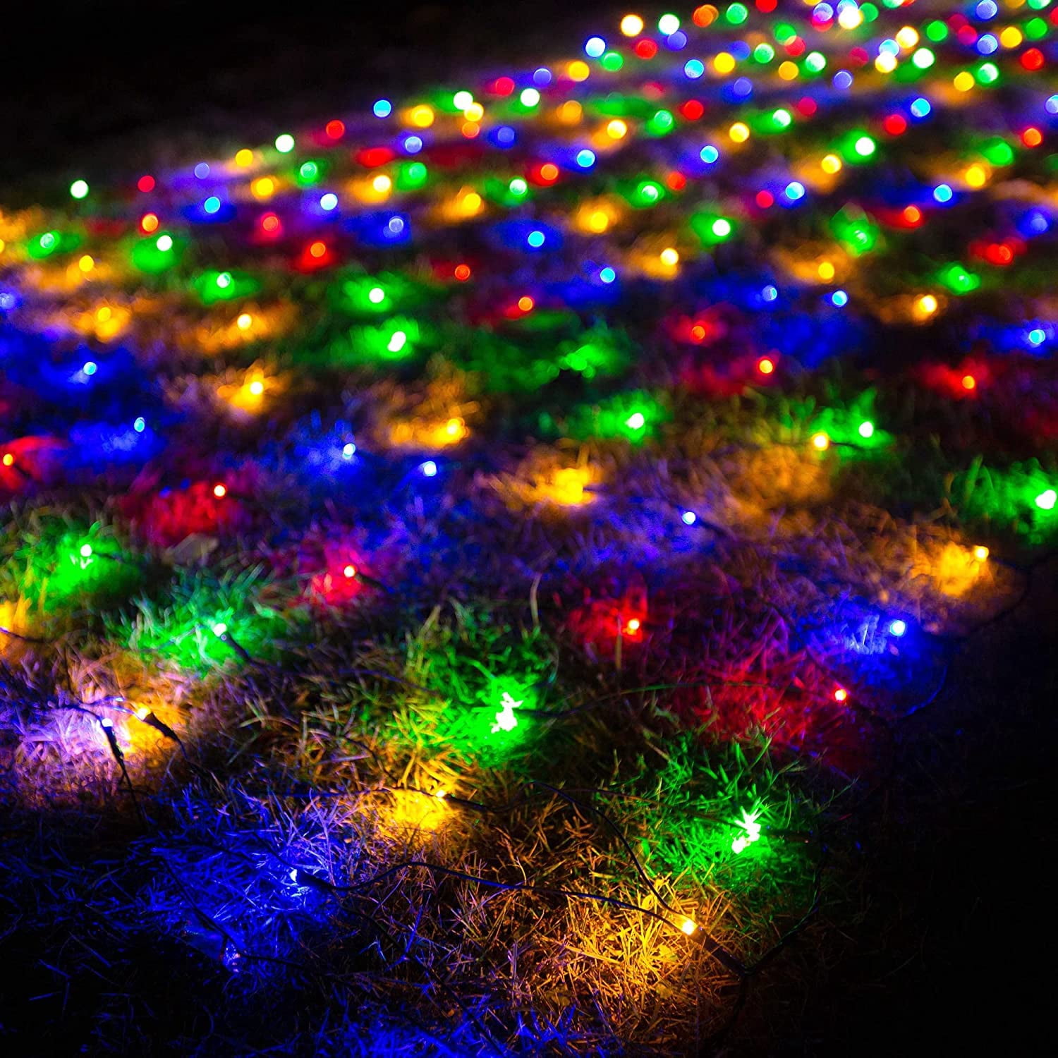 Mesh Light LINLIN Solar Net Mesh Lights Outdoor, Waterproof 4.9Ft x 4.9Ft 100 LED ...