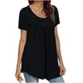 thumbnail image 1 of Birdeem Mode Femmes Été Blouses Plissées Col Rond Manches Courtes Amples T-Shirt, 1 of 8