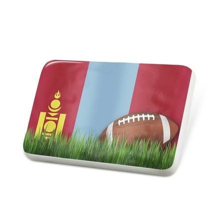 Porcelein Pin Football with Flag Mongolia Lapel Badge – NEONBLOND