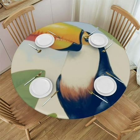 

Sheronv Toucan Round Tablecloth | Stain-Resistant | Indoor Outdoor Restaurant Wedding Party | 100% Polyester | Outdoor Picnic Camping Indoor Kitchen | Washable Home Decoration 31 -35