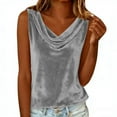 thumbnail image 3 of QNANSPI Sleeveless Shirts for Women, Womens Casual Tops, Women's Solid Color Sleeveless Tank Top Draped Ruched Collar Fashion Casual Daily Top, 3 of 7