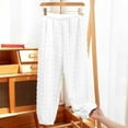 thumbnail image 5 of Yuzhih Women's Fuzzy Pajama Pants Elastic High Waist Plush Loungewear Fleece Lined Pj Pants Winter Warm Sleep Bottom（White,Free Size), 5 of 6