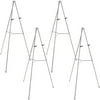 U.S. Art Supply 66" High Gallery Silver Aluminum Display Easel (Pack of 4), Adjustable Floor Tabletop Presentation Stand