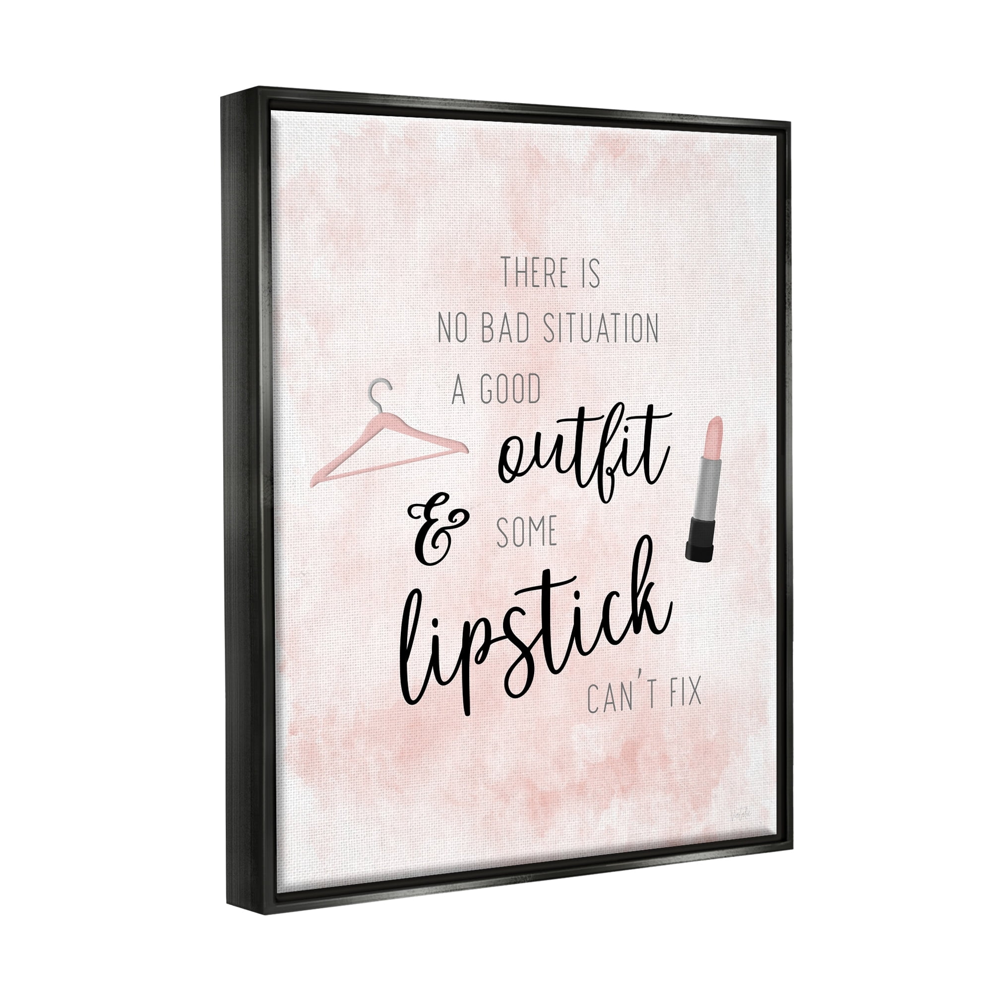 Stupell Industries Motivating Style Quote Glam Fashion Makeup Typography Graphic Art Jet Black Floating Framed Canvas Print Wall Art, Design by Natalie Carpentieri