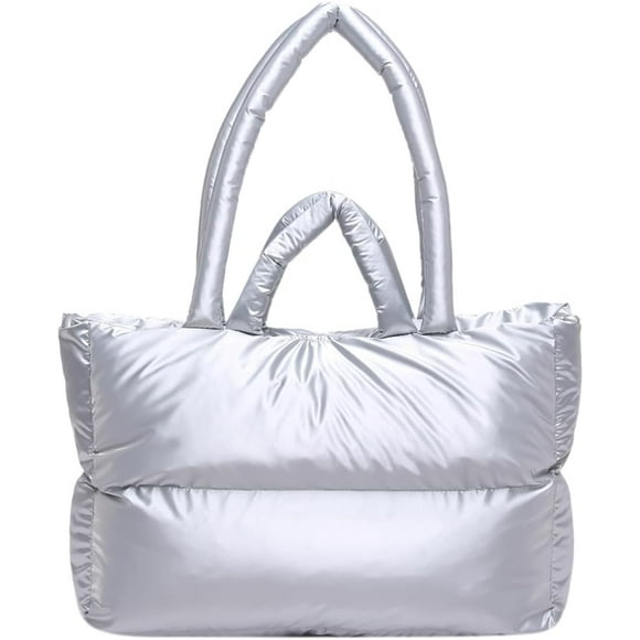 shiyou-Quilted Tote Bag, Puffer Tote Bag for Women, Puffy Bag, Medium Puff Shoulder Handbag for Travel, Work, Gym,Shop