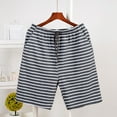 thumbnail image 2 of Tnhcen Men's Cotton Pajama Shorts Striped Casual Home Wear 5 Inch Lounge Pants Elastic Waistband Breathable Fabric Plus Size Sleepwear L-4XL Comfortable Loungewear, 2 of 3
