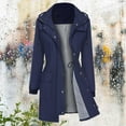 thumbnail image 2 of YDFCWXW Long Rain Coat for Women Packable Rain Jacket Womens Waterproof Raincoat Lightweight Hooded Windbreaker Trench Coat Navy, XXL, 2 of 9