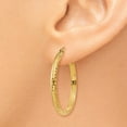 thumbnail image 3 of Real 14kt Yellow Gold Diamond-cut 2.8x30mm Hollow Hoop Earrings; for Adults and Teens; for Women and Men, 3 of 4