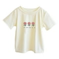 thumbnail image 5 of Gubotare T Shirts for Girls Trendy Girls' Short Sleeve Crop Tops Kids' Summer Dance Cropped T Shirts (Beige,Size 2-3 Years), 5 of 5