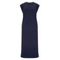 thumbnail image 4 of Women's Casual Tank Dress Solid Color Long Maxi Sleeveless Dress for Summer Beach Travel with Pockets Linen Dresses for Women Navy S, 4 of 7