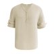 thumbnail image 3 of pstuiky hombres de manga larga, Camisa de hombre de color liso, manga larga, cuello en V, informal, cuello en V, manga larga, cuello en V camisetas de hombre xl, 3 of 6