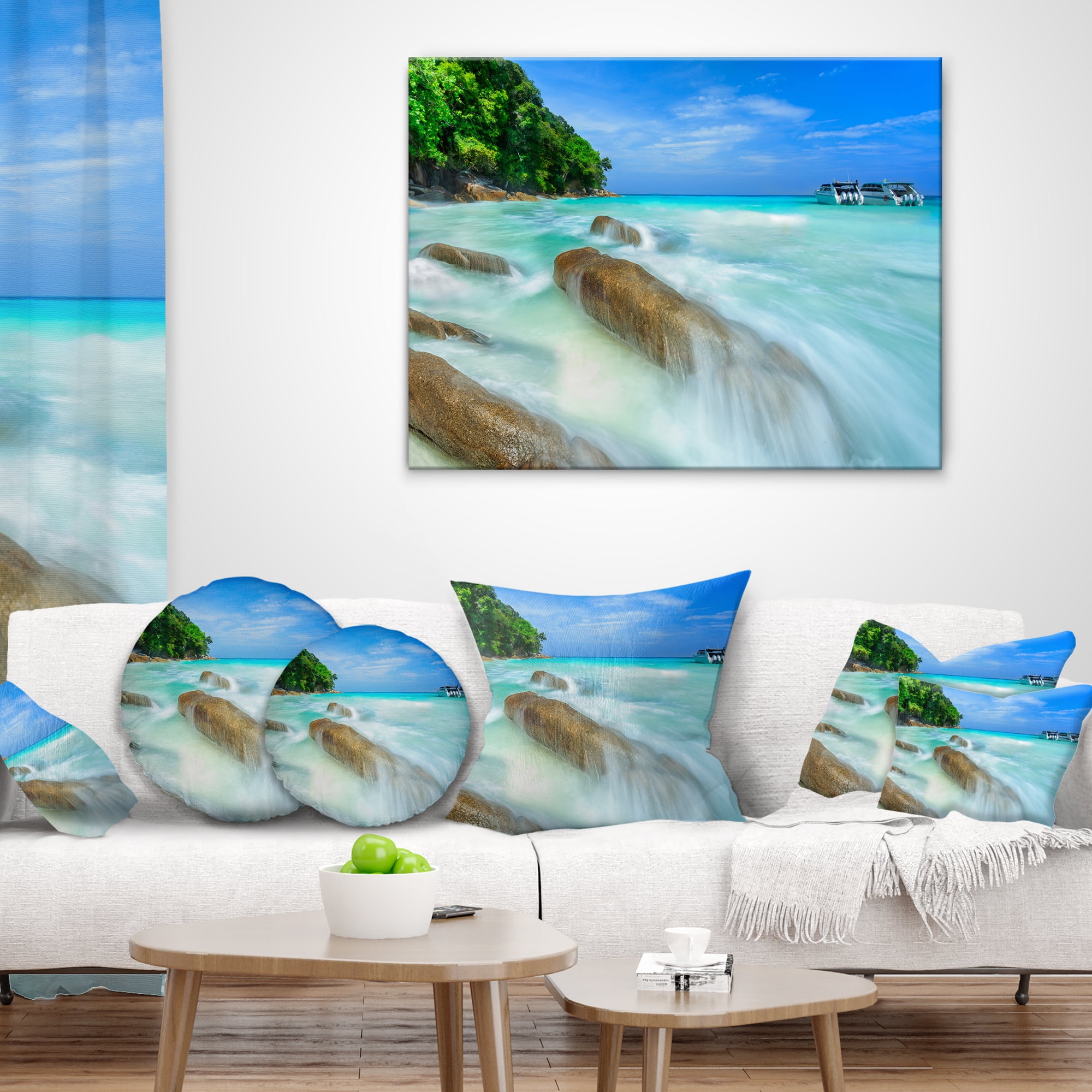 Designart Tachai Island in Thailand Landscape - Photography Throw Pillow - 16x16
