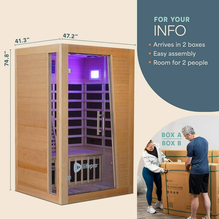LifePro RejuvaCure Duet 2 Person Infrared Sauna for Home – Red