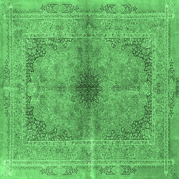 Ahgly Company Indoor Square Persian Emerald Green Traditional Area Rugs, 6' Square