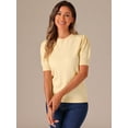 thumbnail image 2 of DARING DIVA Ribbed Knit Crew Neck Short Sleeve Tops M Light Beige, 2 of 6