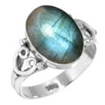 thumbnail image 1 of 925 Sterling Silver Ring For Women - Girls Gray Genuine Labradorite Gemstone Silver Ring November Birthstone Fashion Silver Ring Size 6.5 Halloween Gift For Women 925 Silver Gemstone Jewelry, 1 of 6