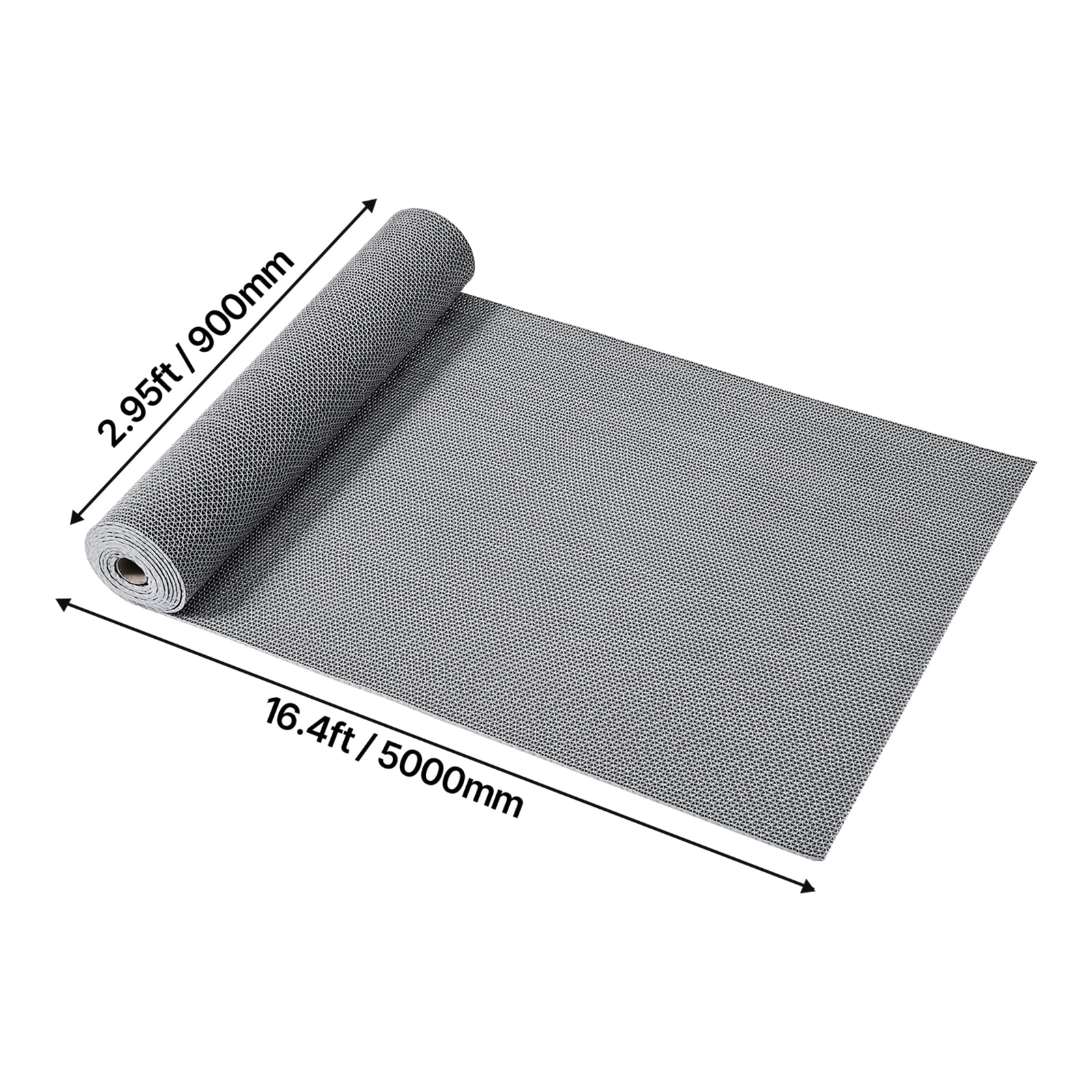 KFFKFF Drainage Mat, 3 x 16.4 ft, PVC Non-Slip Floor Mat for Wet Areas, Hollow Design Doormat Roll for Indoor and Outdoor Use in Restaurants, Pools, Patios, Bathrooms, and Washrooms, Gray