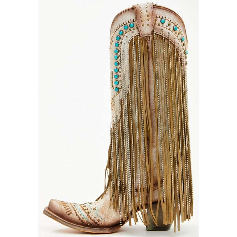 Corral fringe leather western boot discount