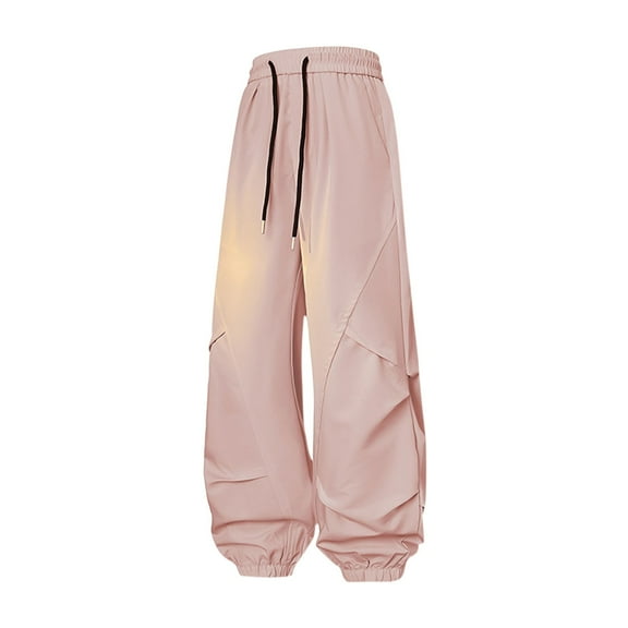 gakvbuo Cargo Pants For Women Elastic High Waisted Wide Leg Pants Drawstring Parachute Pants Casual Loose Trousers Streetwear Sports Pants