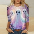 thumbnail image 2 of Womens 3/4 Length Sleeve Shirts Halloween Blouses Fashion Halloween Printed Plus Size Tunic Tops Blouses Fall Casual Round Neck Pullover Halloween Holiday Costume TShirt, 2 of 5