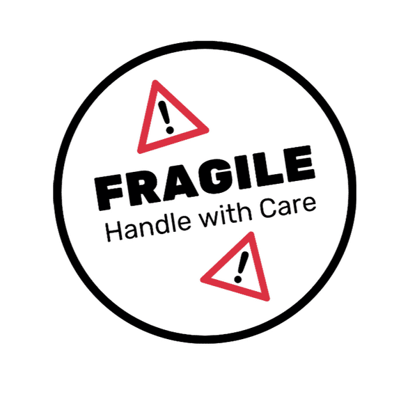Fragile Handle with Care Warning Labels, 2 x 2 Inches, Round White Stickers, Set of 100