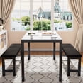 thumbnail image 3 of PORKISS Dining Table Set for 4, Faux Marble Kitchen Table Set with 2 Velvet Benches, Breakfast Nook Set for Small Spaces, 3 Piece Dining Room Table Set, White+Black, 3 of 12