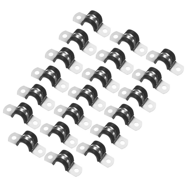 Uxcell 20-Pack Abrazaderas de Cable, Abrazadera de Goma Acolchada de Acero Inoxidable de 1/4 Pulgada en Forma de R para Tubo/Cable/Tubería