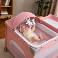 thumbnail image 4 of HARPPA 6-in-1 Baby Playard with Bassinet, Changing Table & Storage, Portable Travel Playard for Newborn,Pink, 4 of 11