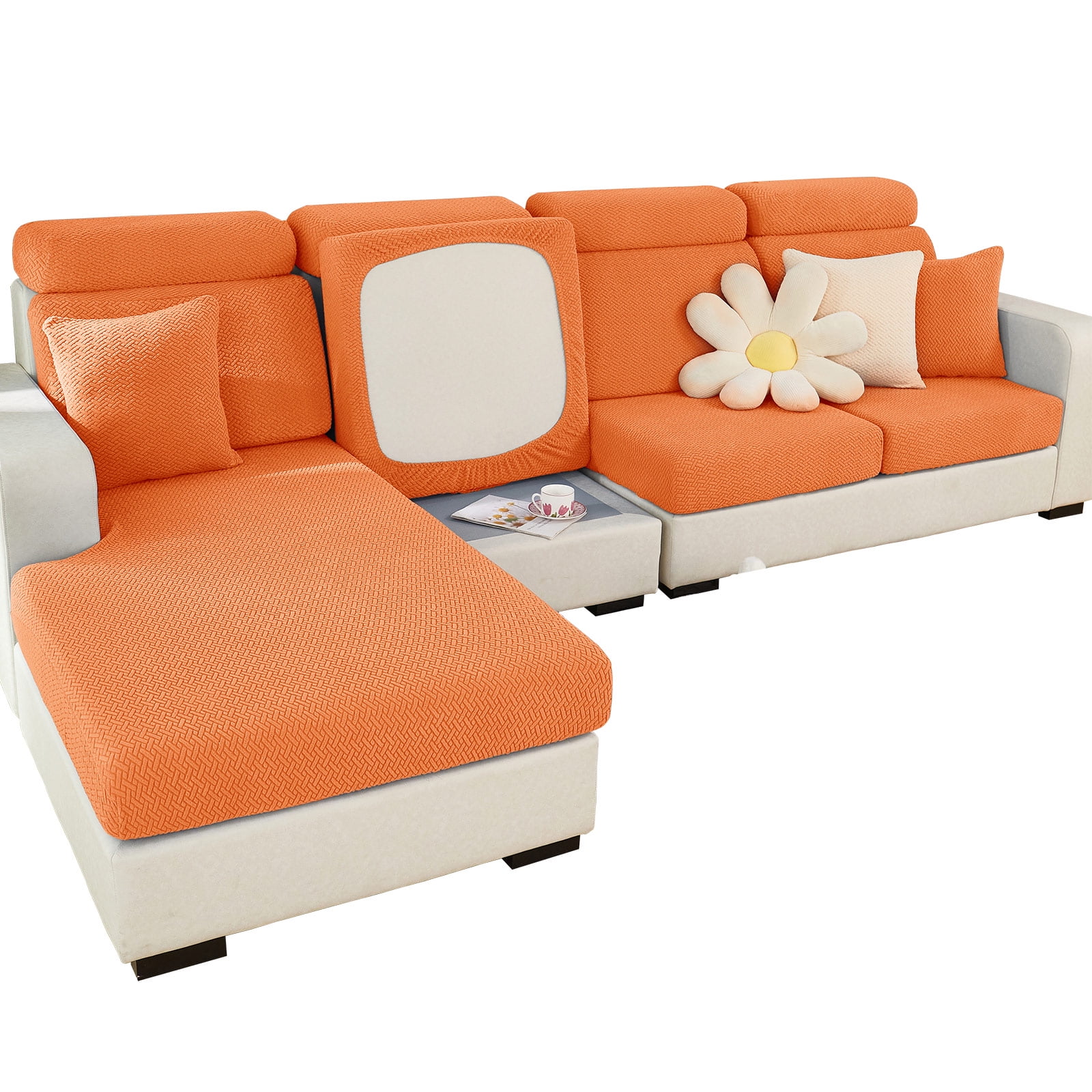CJC LShaped Sectional Sofa Cover, Stretch Couch Cushion Slipcovers, WearResistant Cushion Case