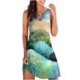 thumbnail image 2 of SMihono Robe d'Été Grande Taille pour Femmes 2023 Mode Aguichant Vintage à Col Rond Sans Manches Imprimée Robes Rondes, 2 of 5