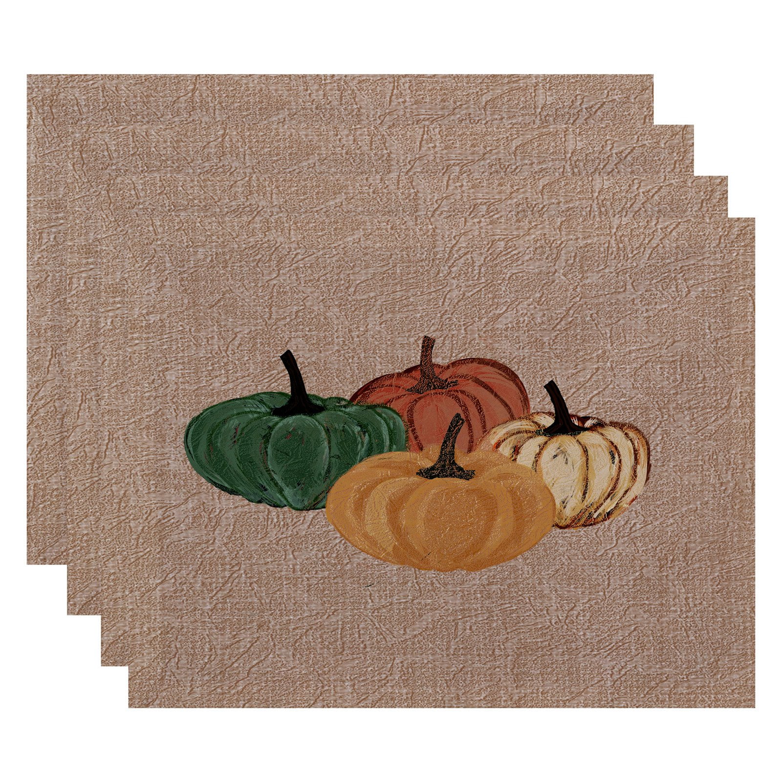 Simply Daisy 18" x 14" Paper Mache Pumpkins Geometric Print Placemats, Set of 4