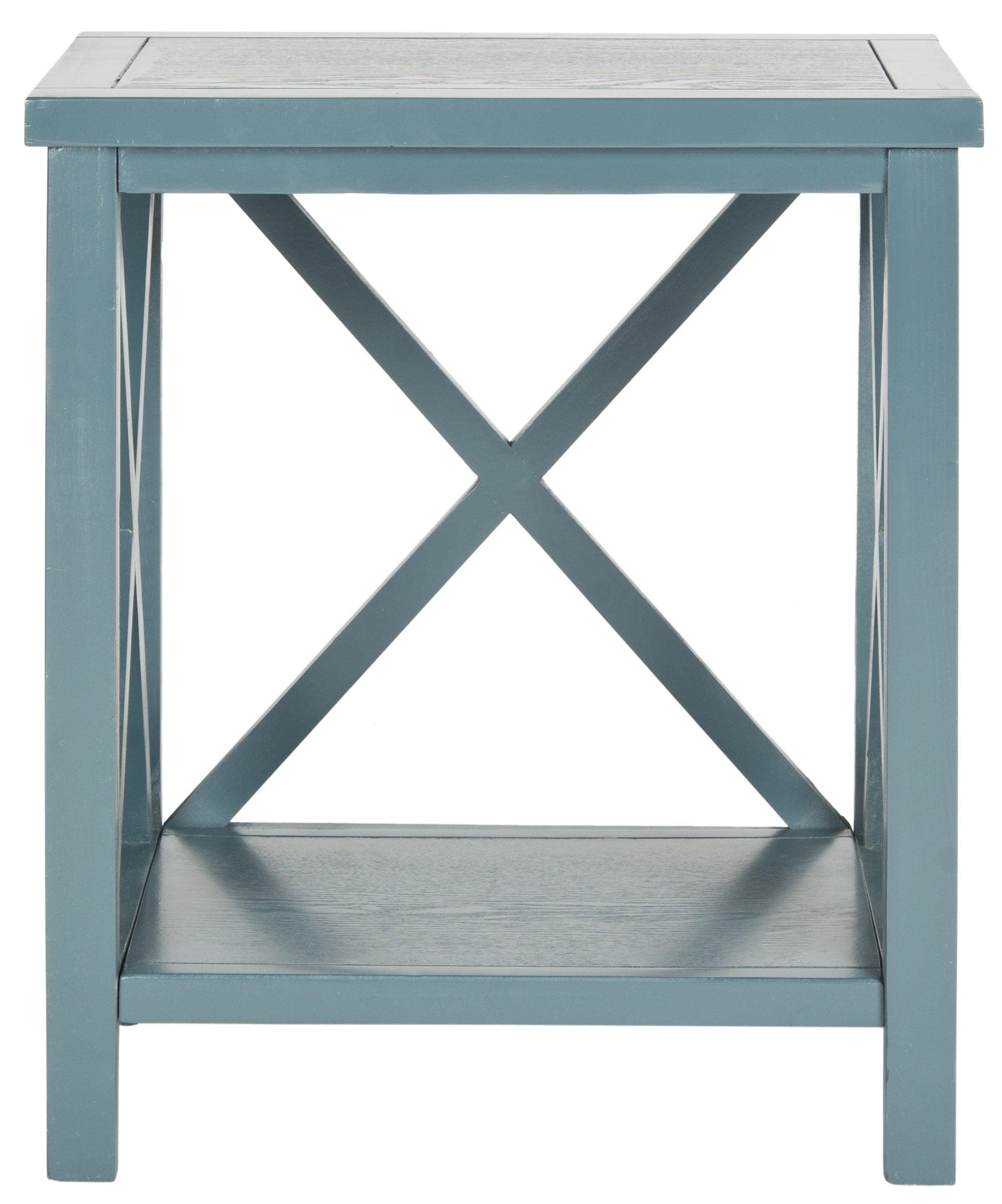 SAFAVIEH Candence Nautical Cross Back End Table, Slate Teal