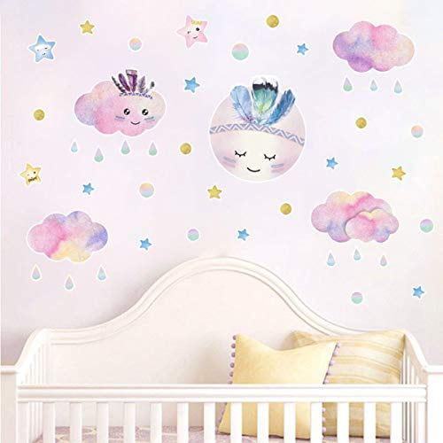 Bamsod Cloud Kids Wall Decal Removable Wall Stickers for Kids Nursery Bedroom Living Room