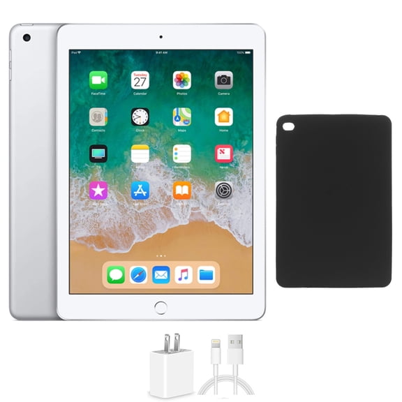 Restored Apple iPad 6 9.7 32GB Silver Wi-Fi Bundle, Includes Protective Case and Charger