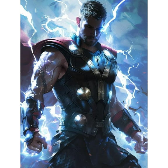Thor Diamond Art Painting Kits for Adults Beginners DIY 5D Diamond Art Kits Round Full Drill Diamond Art Pictures Art for Home Wall Decor-12x16 inch