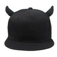 thumbnail image 4 of Men Women Snapback Adjustable Baseball Cap Hip Hop Hat Black Devil Horns Cap, 4 of 5