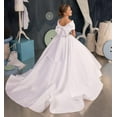 thumbnail image 4 of Drtj Off Shoulder Flower Girl Wedding Bridesmaid Princess Pageant First Communion Formal Satin Dresses, 4 of 6