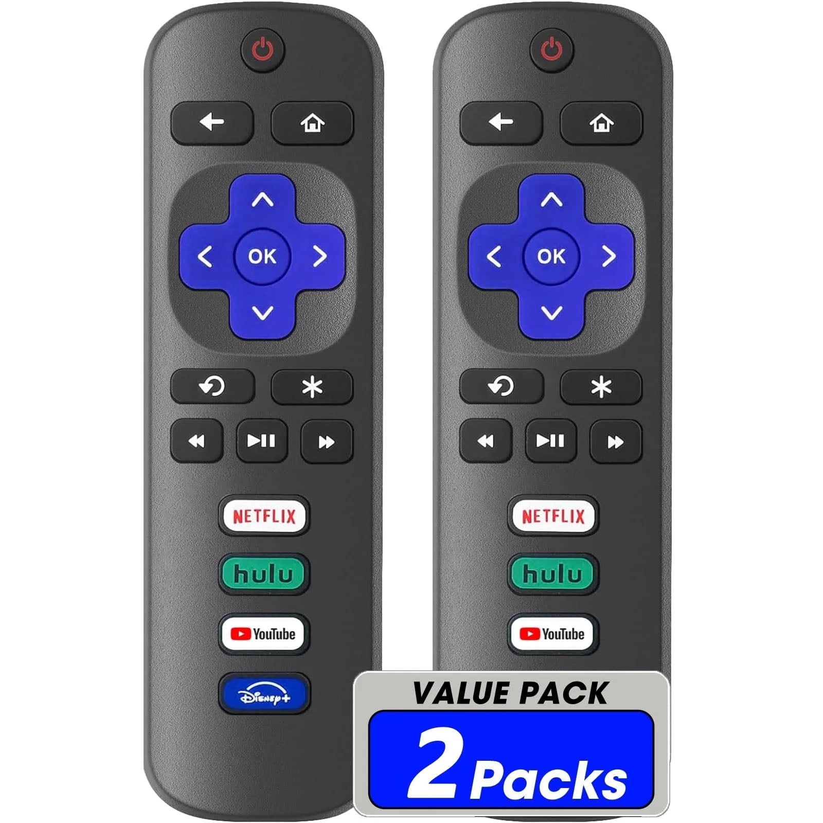 2 pack Replacement Remote Control Only for Roku TV, Compatible for TCL Roku/Hisense Roku/Onn Roku/Sharp Roku/Element Roku/Westinghouse Roku/Philips Roku Smart TVs (Not for Roku Stick and Box)
