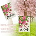 thumbnail image 4 of Welcome Spring Summer Geranium Decorative Garden Flag, Pink Floral Flowers Bees Yard Outside Decorations, Seasonal Burlap Outdoor Small Home Decor Double Sided 12.5 x 18, 4 of 6