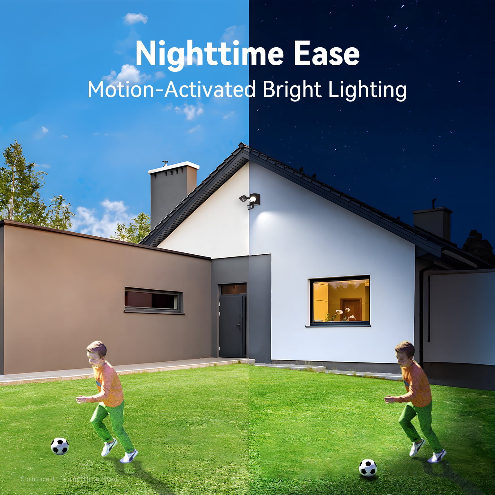 4 Pack 30W Dual-Head LED Security Light with GFCI Outlets, Motion Sensor & Dusk to Dawn Floodlight, Wet Location, 5000K Daylight, ETL Listed, Brown