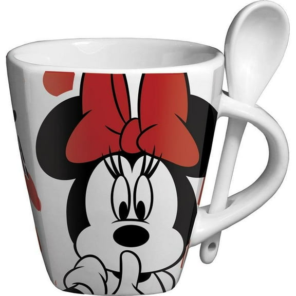 Disney 9 oz Minnie Mouse White Ceramic Spoon Mug