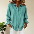 thumbnail image 4 of Craaazy Women's Striped Blouse Button Down Turn-Down Collar Long Sleeve Casual Top for Summer and Casual Outings Gifts, 4 of 5