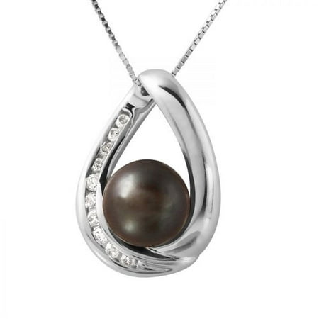 Foreli 0.18CTW Freshwater Pearl And Diamond 14K White Gold Necklace
