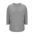 thumbnail image 5 of Women's 3/4 Length Sleeve Tops Oversized Crewneck Shirts with 2 Pockets Loose Fit Casual Blouses Solid Color Trendy Shirts Fashion Tees Spring Summer Outfits 2026 Gray L, 5 of 7