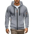 thumbnail image 2 of Mens Hoodies Jacket 2025 Fall Winter Long Sleeve Slim Fit Plain Zip Up Hoodie with Pockets Hooded Sweatshirt Pullover, 2 of 8