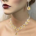 thumbnail image 3 of SmartBy 1 Set Women Necklace Earrings Water Drop-shaped Rhinestone Jewelry Sparkling Bright Luster Jewelry Set for Prom, 3 of 7