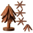 thumbnail image 3 of Christmas Decorations - 9'' Natural Wood Tree Trivet Set, Christmas Tree Trivet Set, 3/4/5 Wooden Trivets & 1 Stand Like a Christmas Tree, for Hot Dish, Pot, Bowl, Teapot, Hot Pot Set, 3 of 19